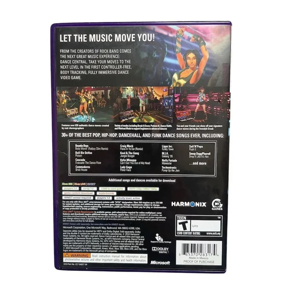 Dance Central Xbox 360 Game Kinect Required Music Dance Harmonix
